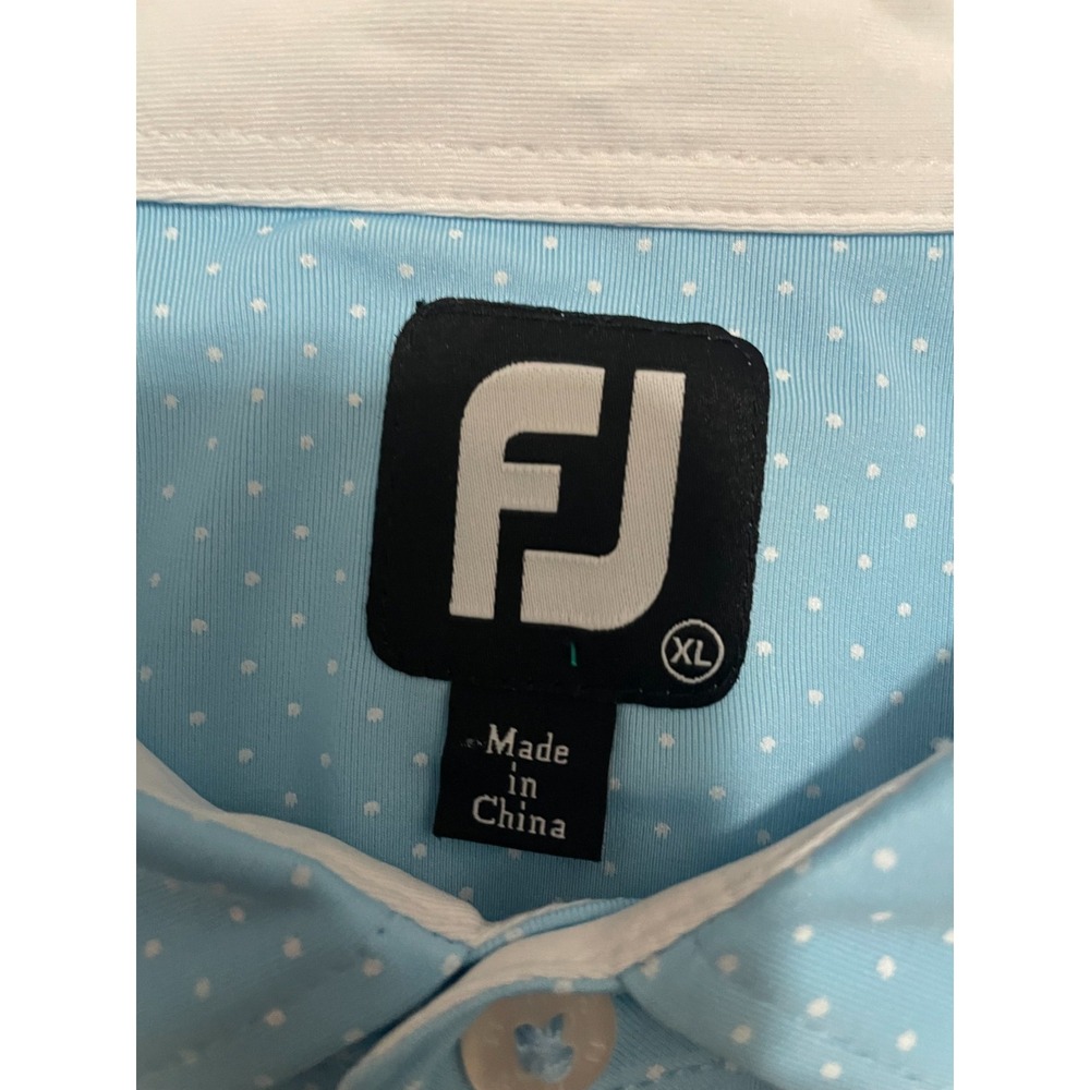 FootJoy Golf Polo Mens XL Blue Micro Dot Stretch Dow Sandhills Logo - Picture 2 of 10